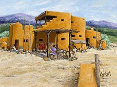 &ldquo;Pueblo Life&rdquo; Oil 18"x24"