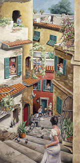 &ldquo;Window View, Sicily&rdquo; Oil 60"x24"